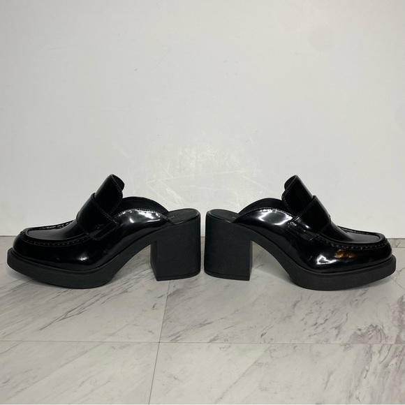 Jeffrey Campbell Kerri Black Patent Leather Heeled Loafer Mule 9 1/2 - Picture 7 of 16